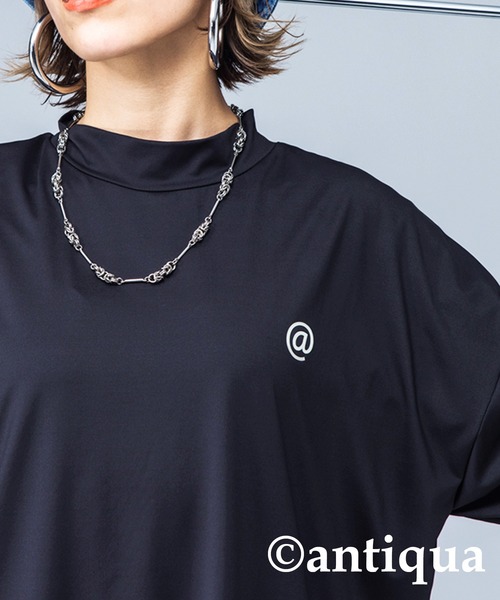 STCH】UVカットパイピングモックネックトップス（Tシャツ