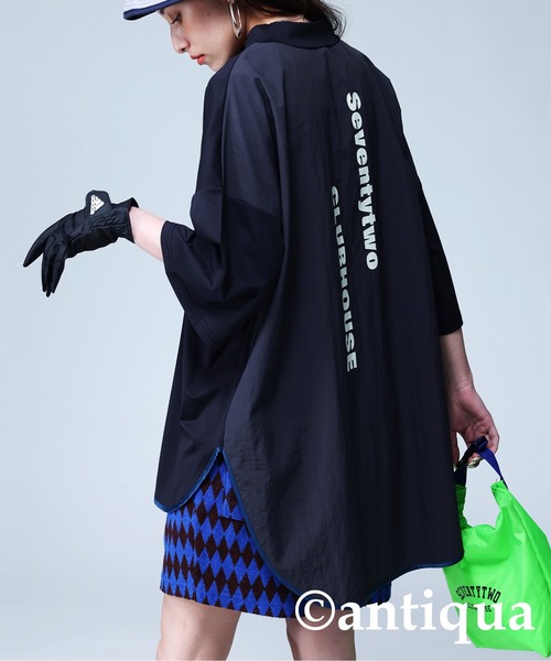 antiqua（アンティカ）の「【STCH】UVカットパイピングモックネックトップス（Tシャツ/カットソー・レディース・ホワイト/ブラック・M/L/L/XL）」の19枚目の写真