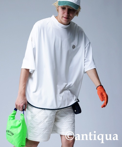 STCH】UVカットパイピングモックネックトップス（Tシャツ