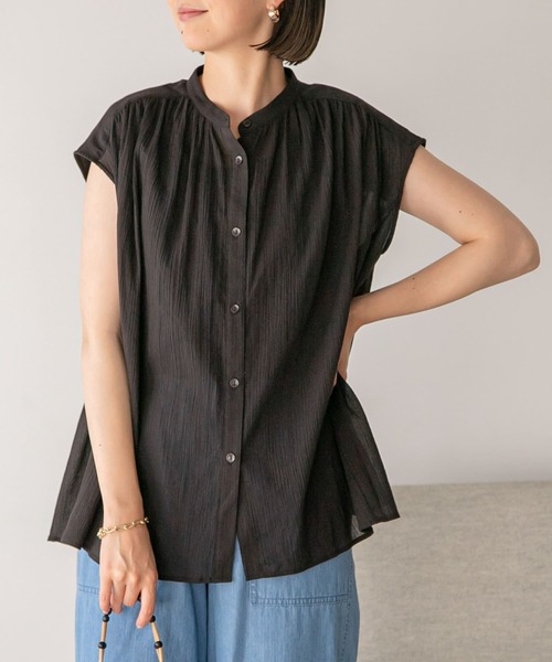 URBAN RESEARCH Sonny Label（アーバンリサーチサニーレーベル）の「コットン楊柳ギャザーブラウス（シャツ/ブラウス・レディース・ミント/ブラック/ブルー/ベージュ系その他・FREE）」の2枚目の写真