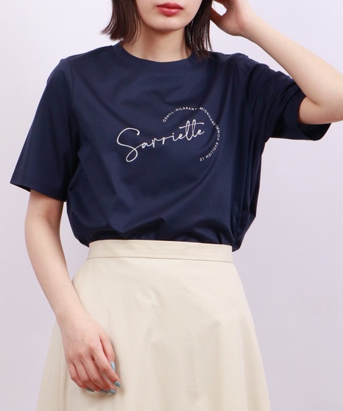 BRODIAEA(ブローディア)の「BRODIAEA ロゴプリント Tシャツ 半袖(Tシャツ/カットソー・レディース・シルバーグレー/ネイビー/イエロー/ラベンダー/オフホワイト/ブラック・40)」の4枚目の写真