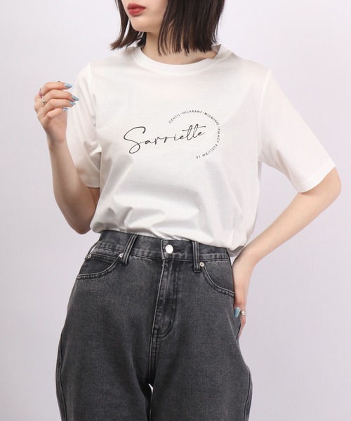 BRODIAEA(ブローディア)の「BRODIAEA ロゴプリント Tシャツ 半袖(Tシャツ/カットソー・レディース・シルバーグレー/ネイビー/イエロー/ラベンダー/オフホワイト/ブラック・40)」の1枚目の写真