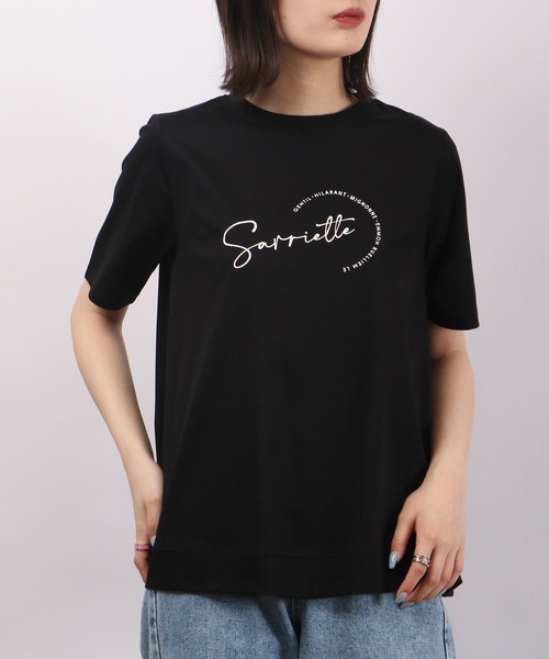 BRODIAEA(ブローディア)の「BRODIAEA ロゴプリント Tシャツ 半袖(Tシャツ/カットソー・レディース・シルバーグレー/ネイビー/イエロー/ラベンダー/オフホワイト/ブラック・40)」の2枚目の写真