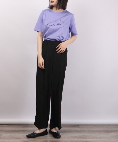 BRODIAEA(ブローディア)の「BRODIAEA ロゴプリント Tシャツ 半袖(Tシャツ/カットソー・レディース・シルバーグレー/ネイビー/イエロー/ラベンダー/オフホワイト/ブラック・40)」の22枚目の写真