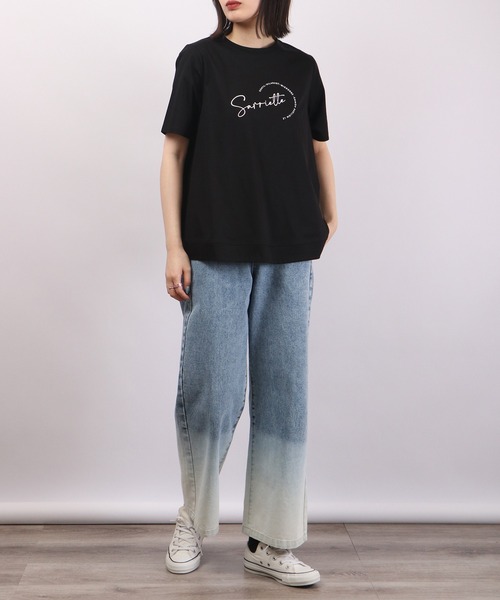 BRODIAEA(ブローディア)の「BRODIAEA ロゴプリント Tシャツ 半袖(Tシャツ/カットソー・レディース・シルバーグレー/ネイビー/イエロー/ラベンダー/オフホワイト/ブラック・40)」の11枚目の写真