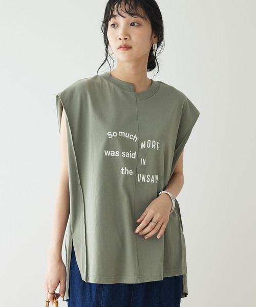 CRAFT STANDARD BOUTIQUE(クラフトスタンダードブティック)の「リメイクロゴカットプルオーバー(Tシャツ/カットソー・レディース・オフホワイト/チャコールグレー/カーキ・FREE)」の3枚目の写真