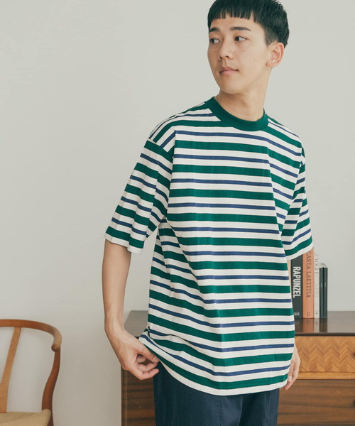 FORK&SPOON(フォークアンドスプーン)の「FORK&SPOON Club Stripe T-shirts(Tシャツ/カットソー・メンズ・ホワイト系その他/グリーン系その他・5/4)」の2枚目の写真
