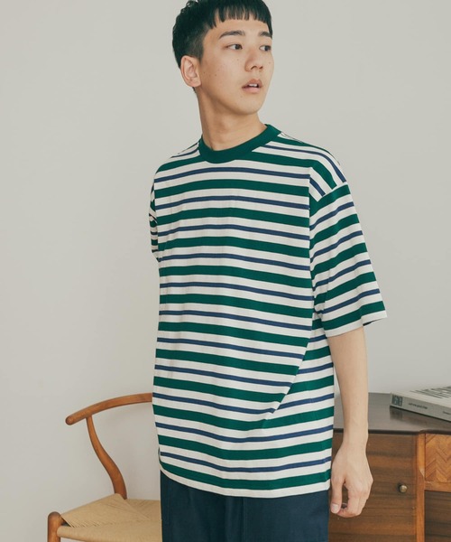 FORK&SPOON(フォークアンドスプーン)の「FORK&SPOON Club Stripe T-shirts(Tシャツ/カットソー・メンズ・ホワイト系その他/グリーン系その他・5/4)」の3枚目の写真