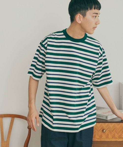 FORK&SPOON(フォークアンドスプーン)の「FORK&SPOON Club Stripe T-shirts(Tシャツ/カットソー・メンズ・ホワイト系その他/グリーン系その他・5/4)」の4枚目の写真
