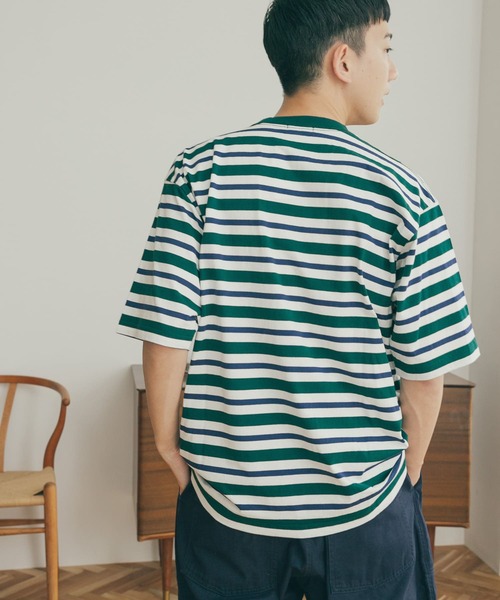 FORK&SPOON(フォークアンドスプーン)の「FORK&SPOON Club Stripe T-shirts(Tシャツ/カットソー・メンズ・ホワイト系その他/グリーン系その他・5/4)」の5枚目の写真