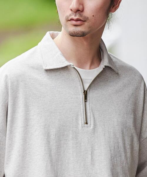 coen（コーエン）の「オーバーサイズポロカラーハーフジップTシャツ（Tシャツ/カットソー・メンズ・ライトグレー/ブラック/ダークグリーン・L/M/XL）」の4枚目の写真