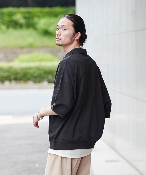 coen（コーエン）の「オーバーサイズポロカラーハーフジップTシャツ（Tシャツ/カットソー・メンズ・ライトグレー/ブラック/ダークグリーン・L/M/XL）」の12枚目の写真