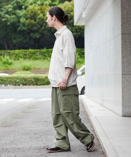 coen（コーエン）の「オーバーサイズポロカラーハーフジップTシャツ（Tシャツ/カットソー・メンズ・ライトグレー/ブラック/ダークグリーン・L/M/XL）」の14枚目の写真