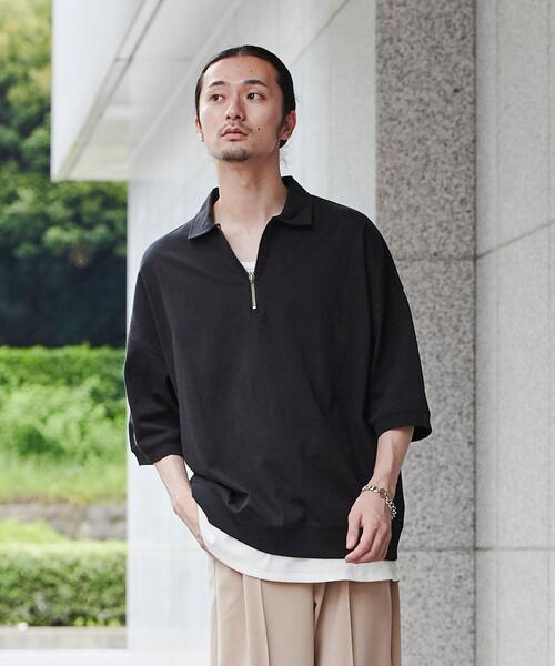 coen（コーエン）の「オーバーサイズポロカラーハーフジップTシャツ（Tシャツ/カットソー・メンズ・ライトグレー/ブラック/ダークグリーン・L/M/XL）」の17枚目の写真