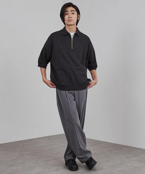 coen（コーエン）の「オーバーサイズポロカラーハーフジップTシャツ（Tシャツ/カットソー・メンズ・ライトグレー/ブラック/ダークグリーン・L/M/XL）」の19枚目の写真