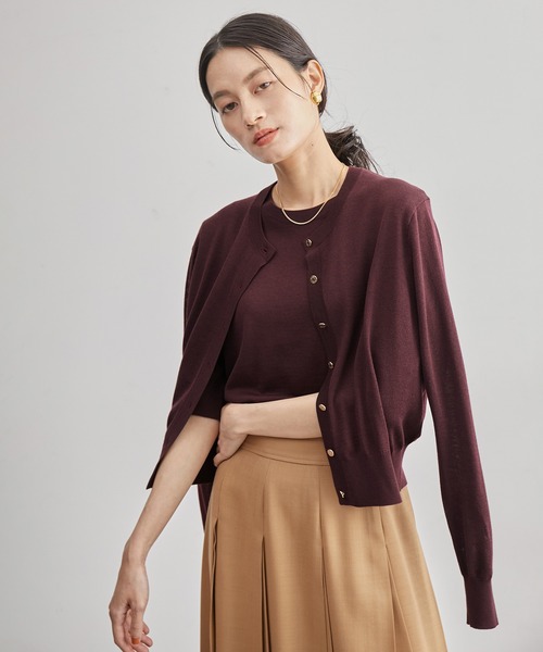 ROPE'（ロペ）の「【ドラマ着用】ハイゲージウォッシャブルクルーネックカーディガン/アンサンブル可能（カーディガン/ボレロ・レディース・ライトグレー/ライトグリーン/ボルドー/ピンク系その他2/ブルー系その他・FREE）」の5枚目の写真