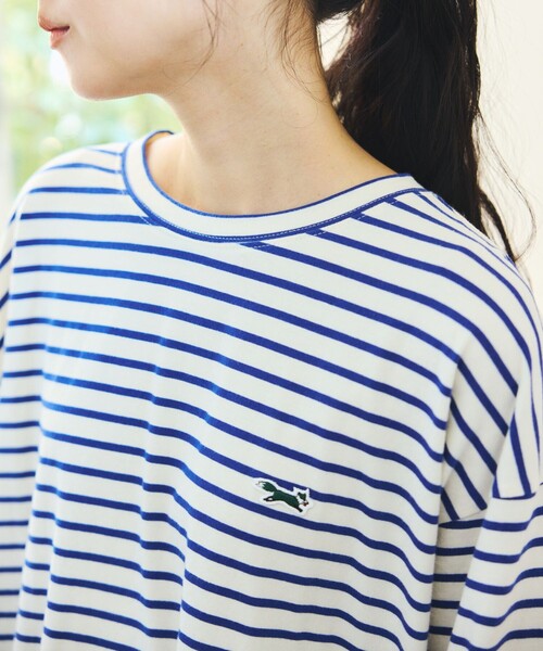 FREAK'S STORE（フリークスストア）の「TOWN CRAFT × FREAK'S STORE/タウンクラフト 別注 ボーダー ビッグシルエット ロンＴ（Tシャツ/カットソー・レディース・ブルー/ブラウン/ピンク/ブラック・ﾌﾘ-）」の8枚目の写真