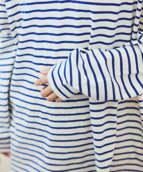 FREAK'S STORE（フリークスストア）の「TOWN CRAFT × FREAK'S STORE/タウンクラフト 別注 ボーダー ビッグシルエット ロンＴ（Tシャツ/カットソー・レディース・ブルー/ブラウン/ピンク/ブラック・ﾌﾘ-）」の10枚目の写真