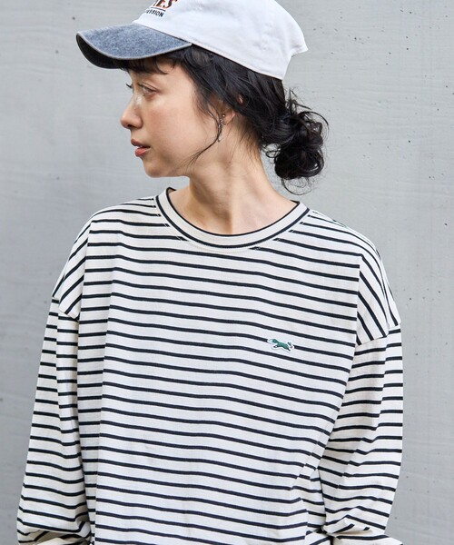 FREAK'S STORE（フリークスストア）の「TOWN CRAFT × FREAK'S STORE/タウンクラフト 別注 ボーダー ビッグシルエット ロンＴ（Tシャツ/カットソー・レディース・ブルー/ブラウン/ピンク/ブラック・ﾌﾘ-）」の14枚目の写真