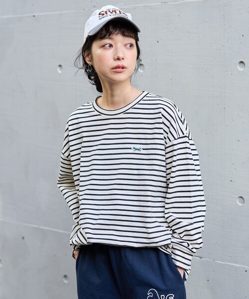 FREAK'S STORE（フリークスストア）の「TOWN CRAFT × FREAK'S STORE/タウンクラフト 別注 ボーダー ビッグシルエット ロンＴ（Tシャツ/カットソー・レディース・ブルー/ブラウン/ピンク/ブラック・ﾌﾘ-）」の15枚目の写真