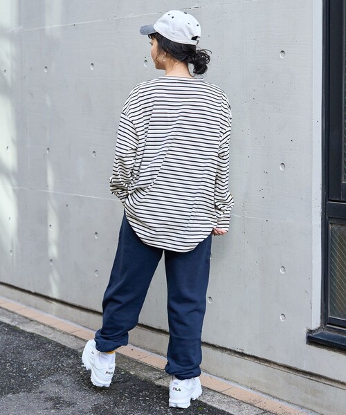 FREAK'S STORE（フリークスストア）の「TOWN CRAFT × FREAK'S STORE/タウンクラフト 別注 ボーダー ビッグシルエット ロンＴ（Tシャツ/カットソー・レディース・ブルー/ブラウン/ピンク/ブラック・ﾌﾘ-）」の16枚目の写真