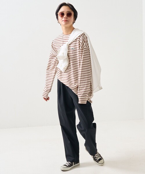 FREAK'S STORE（フリークスストア）の「TOWN CRAFT × FREAK'S STORE/タウンクラフト 別注 ボーダー ビッグシルエット ロンＴ（Tシャツ/カットソー・レディース・ブルー/ブラウン/ピンク/ブラック・ﾌﾘ-）」の18枚目の写真