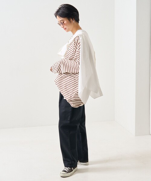 FREAK'S STORE（フリークスストア）の「TOWN CRAFT × FREAK'S STORE/タウンクラフト 別注 ボーダー ビッグシルエット ロンＴ（Tシャツ/カットソー・レディース・ブルー/ブラウン/ピンク/ブラック・ﾌﾘ-）」の19枚目の写真