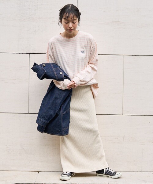 FREAK'S STORE（フリークスストア）の「TOWN CRAFT × FREAK'S STORE/タウンクラフト 別注 ボーダー ビッグシルエット ロンＴ（Tシャツ/カットソー・レディース・ブルー/ブラウン/ピンク/ブラック・ﾌﾘ-）」の20枚目の写真