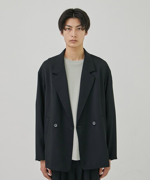 PUBLIC TOKYO（パブリックトウキョウ）の「AQUA WOOLカルゼダブルジャケット（セットアップ・メンズ・ダークブラウン/ブラック/ダークグリーン・1/2/3）」の4枚目の写真