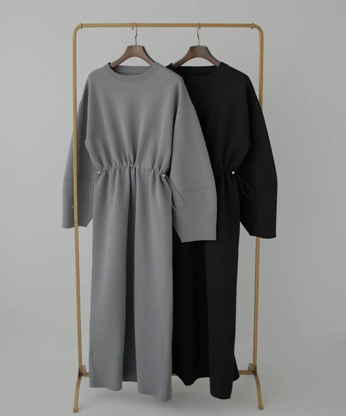 hellam（へラム）の「ウエストドロストワンピース（ワンピース・レディース・杢グレー/ブラック・FREE）」の4枚目の写真