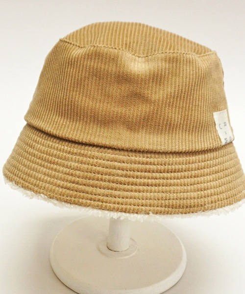 connect M(コネクトエム)の「コーデュロイボアバケットHAT(オーガニック)(ハット・キッズ・ピンクベージュ/ベージュ/グレー・S/M)」の3枚目の写真