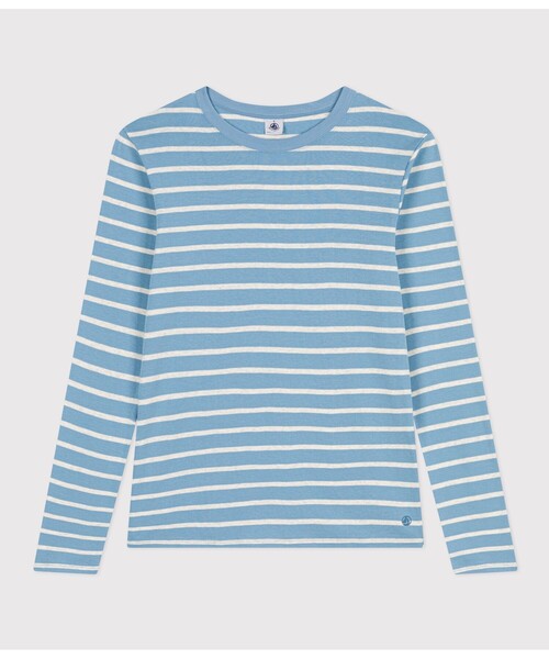 PETIT BATEAU(プチバトー)の「マリニエールクルーネック長袖Tシャツ(Tシャツ/カットソー・レディース・ホワイト×ネイビー/ライトブルー・SMALL/LARGE/MEDIUM/X-SMALL/XX-SMALL)」の2枚目の写真