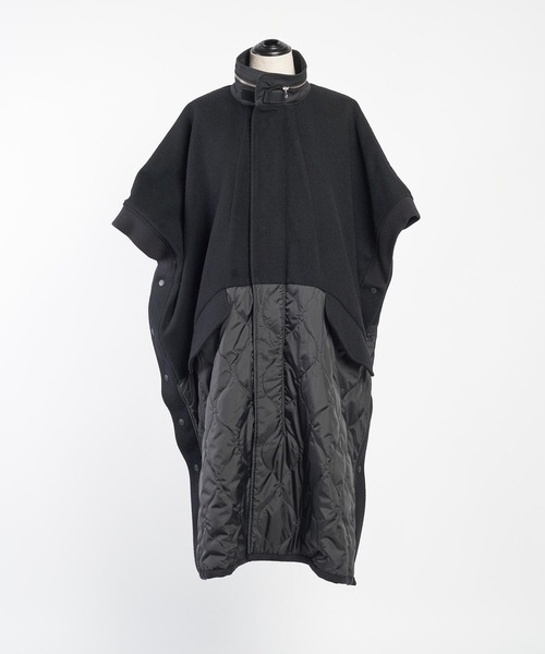 gomme（ゴム）の「モッサ　アーミーコート（ポンチョ・レディース・カーキ/ブラック・MEDIUM）」の2枚目の写真
