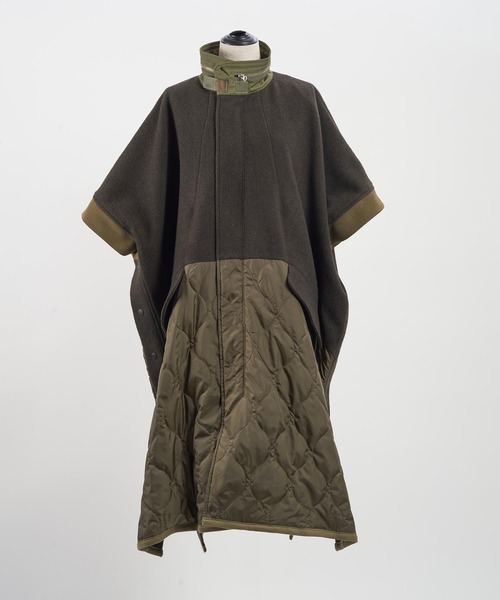 gomme（ゴム）の「モッサ　アーミーコート（ポンチョ・レディース・カーキ/ブラック・MEDIUM）」の8枚目の写真