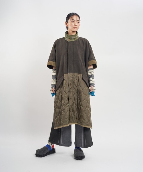 gomme（ゴム）の「モッサ　アーミーコート（ポンチョ・レディース・カーキ/ブラック・MEDIUM）」の3枚目の写真