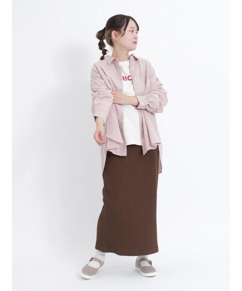 Samansa Mos2（サマンサ モスモス）の「ロゴアソートプリントロングTシャツ（Tシャツ/カットソー・レディース・キナリ/チャコールグレー/オフホワイト・F）」の12枚目の写真