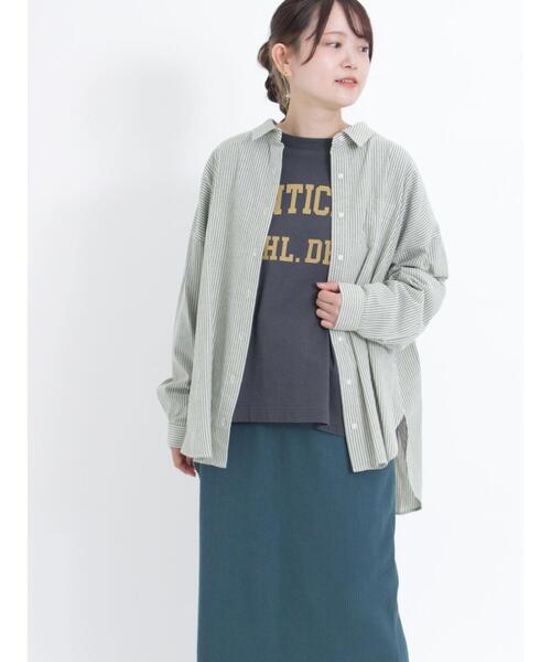 Samansa Mos2（サマンサ モスモス）の「ロゴアソートプリントロングTシャツ（Tシャツ/カットソー・レディース・キナリ/チャコールグレー/オフホワイト・F）」の17枚目の写真