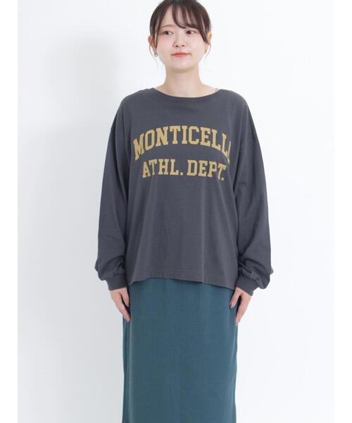 Samansa Mos2（サマンサ モスモス）の「ロゴアソートプリントロングTシャツ（Tシャツ/カットソー・レディース・キナリ/チャコールグレー/オフホワイト・F）」の20枚目の写真