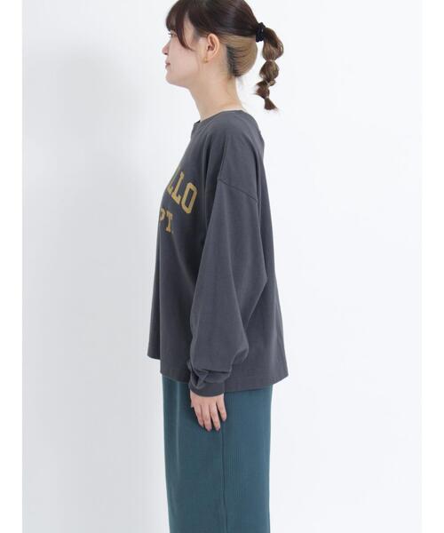 Samansa Mos2（サマンサ モスモス）の「ロゴアソートプリントロングTシャツ（Tシャツ/カットソー・レディース・キナリ/チャコールグレー/オフホワイト・F）」の21枚目の写真