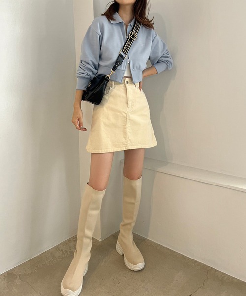 セール】ダブルダブルジップアップ/ワンポイント刺繍スウェット