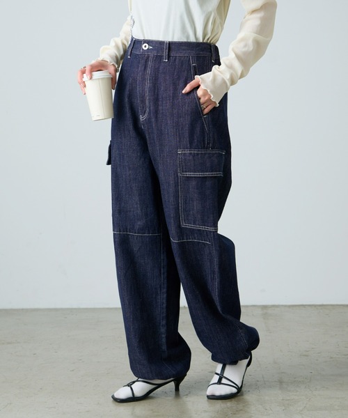 CIAOPANIC TYPY（チャオパニックティピー）の「【TYPYDENIM】カーゴデニム（デニムパンツ・レディース・ネイビー/ブラック・SMALL/MEDIUM）」の13枚目の写真