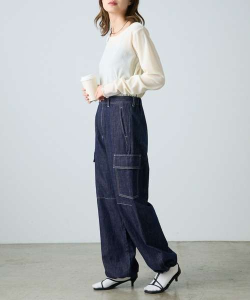 CIAOPANIC TYPY（チャオパニックティピー）の「【TYPYDENIM】カーゴデニム（デニムパンツ・レディース・ネイビー/ブラック・SMALL/MEDIUM）」の16枚目の写真