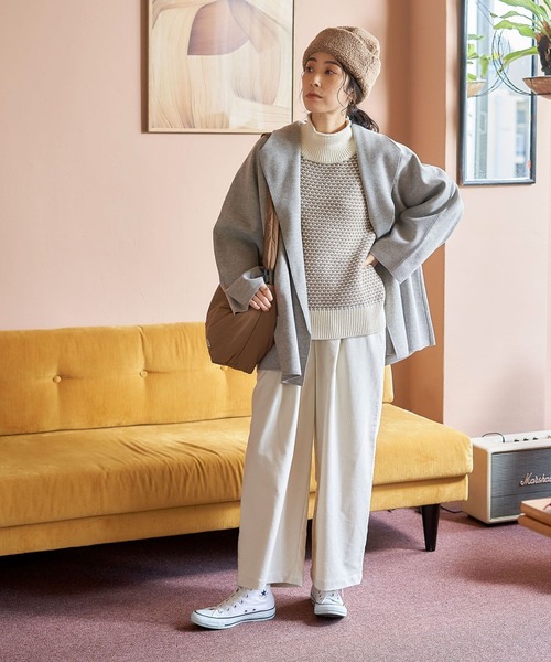 studio CLIP（スタディオクリップ）の「【みんなのリクエストパンツ】柔らかストレッチワイドパンツ[プチ・プラスサイズあり]（その他パンツ・レディース・ブラウン/ネイビー/アイボリー/オレンジ・XX-LARGE/LARGE/XXX-LARGE/MEDIUM/PF/X-LARGE）」の5枚目の写真