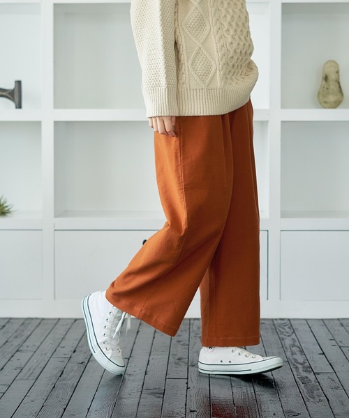 studio CLIP（スタディオクリップ）の「【みんなのリクエストパンツ】柔らかストレッチワイドパンツ[プチ・プラスサイズあり]（その他パンツ・レディース・ブラウン/ネイビー/アイボリー/オレンジ・XX-LARGE/LARGE/XXX-LARGE/MEDIUM/PF/X-LARGE）」の14枚目の写真