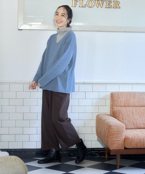 studio CLIP（スタディオクリップ）の「【みんなのリクエストパンツ】柔らかストレッチワイドパンツ[プチ・プラスサイズあり]（その他パンツ・レディース・ブラウン/ネイビー/アイボリー/オレンジ・XX-LARGE/LARGE/XXX-LARGE/MEDIUM/PF/X-LARGE）」の18枚目の写真