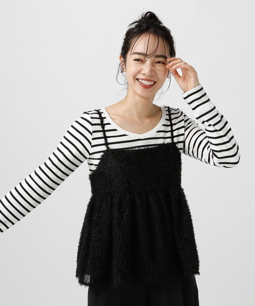 BAYFLOW(ベイフロー)の「【選べる着丈】フェザーキャミビスチェ(ベスト・レディース・ブラック/アイボリー/ミント・SMALL/MEDIUM)」の2枚目の写真