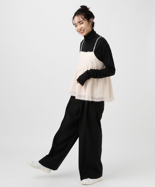 BAYFLOW(ベイフロー)の「【選べる着丈】フェザーキャミビスチェ(ベスト・レディース・ブラック/アイボリー/ミント・SMALL/MEDIUM)」の5枚目の写真