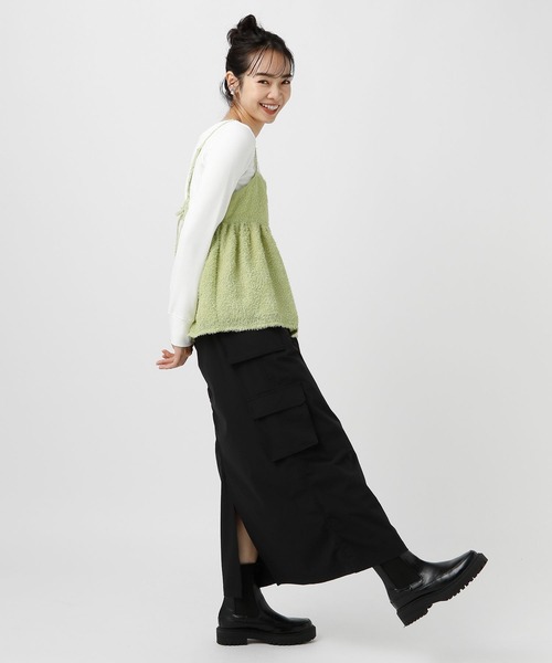 BAYFLOW(ベイフロー)の「【選べる着丈】フェザーキャミビスチェ(ベスト・レディース・ブラック/アイボリー/ミント・SMALL/MEDIUM)」の11枚目の写真