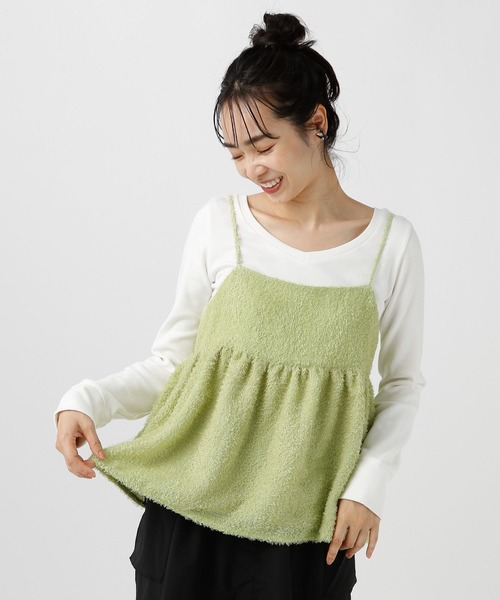 BAYFLOW(ベイフロー)の「【選べる着丈】フェザーキャミビスチェ(ベスト・レディース・ブラック/アイボリー/ミント・SMALL/MEDIUM)」の20枚目の写真