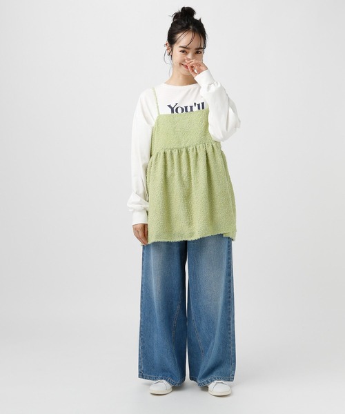 BAYFLOW(ベイフロー)の「【選べる着丈】フェザーキャミビスチェ(ベスト・レディース・ブラック/アイボリー/ミント・SMALL/MEDIUM)」の6枚目の写真